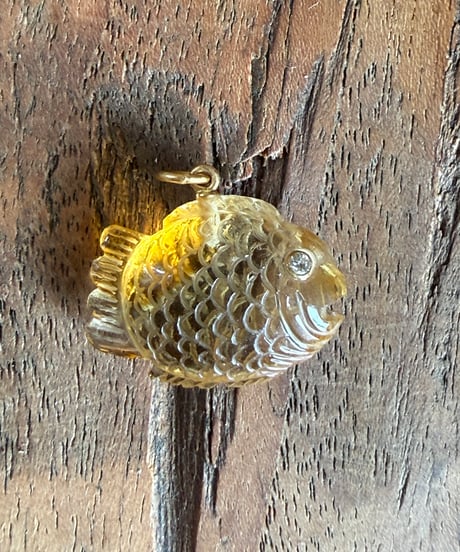 Hima ヒマ 22Kgold シトリン たい焼き 💎ダイヤモンドeye ペンダント