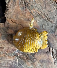 Hima ヒマ 22Kgold ターガーアイ たい焼き 💎ダイヤモンドeye ペンダント