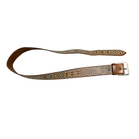 RRL Native Pattern Leather Belt Size-w30