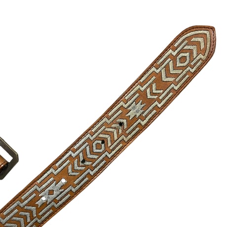 RRL Native Pattern Leather Belt Size-w30