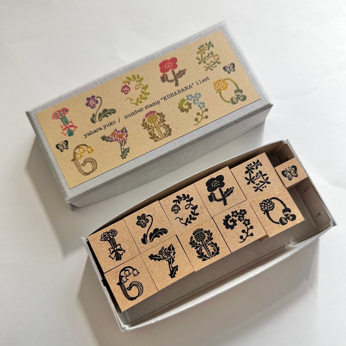 矢原由布子 草花数字ラバースタンプ・11個入り | もりのこと onlineshop