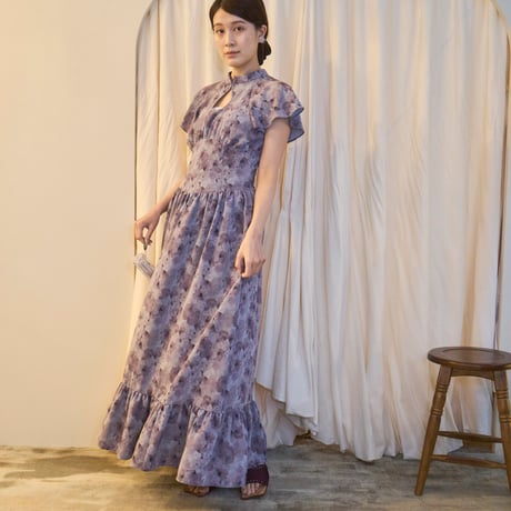 【 ritsu 予約 】 Floral Print High-Collar Dress -2027年3月～5月発送予定-