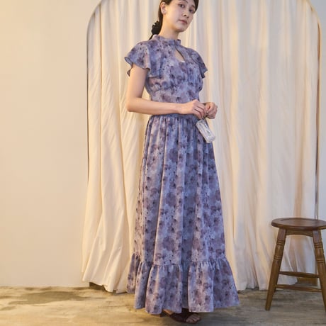 【 ritsu 予約 】 Floral Print High-Collar Dress -2027年3月～5月発送予定-