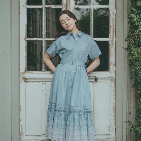【 Ruimeme 予約 】 Giselle embroidery dress / sky blue -2027年2月～3月発送予定-