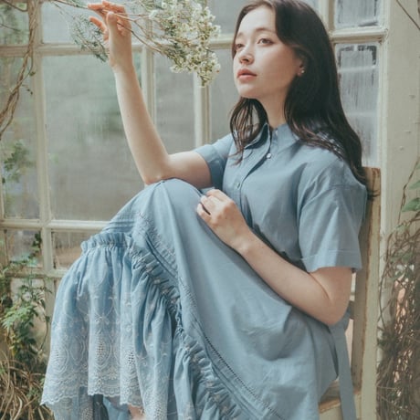 【 Ruimeme 予約 】 Giselle embroidery dress / sky blue -2027年2月～3月発送予定-