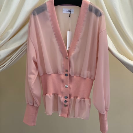 【 raiMu 】 Sheer Peplum Cardigan