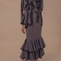 【 overlace 予約 】 double flared hem skirt
