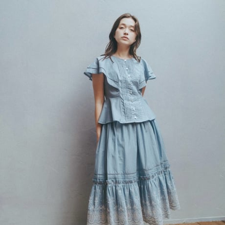 【 Ruimeme 予約 】 Giselle embroidery skirt / sky blue -2027年2月～3月発送予定-