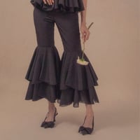 【 overlace 予約 】 double flared hem organza pants