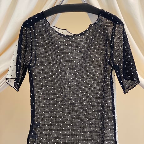 【 raiMu 】 2way Bicolor Short Sleeve Boat Neck Top