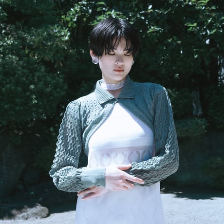 【 ritsu 予約 】 Lame knitted cropped wave cardigan -2027年3月～5月発送予定-
