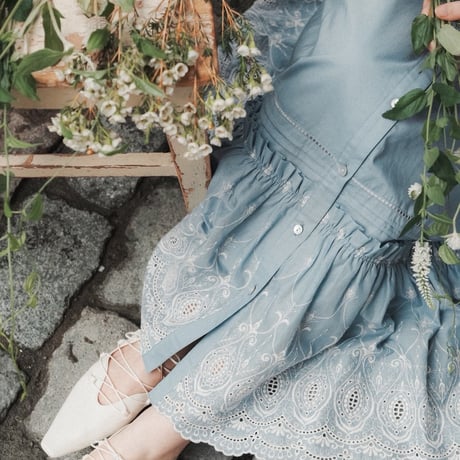 【 Ruimeme 予約 】 Giselle embroidery dress / sky blue -2027年2月～3月発送予定-