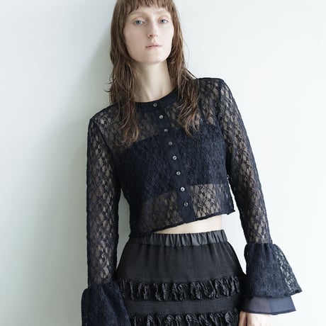 【 MAHOROOGINO 予約 】 Floral Mesh Lace Cardigan -2027年3月～4月発送予定-