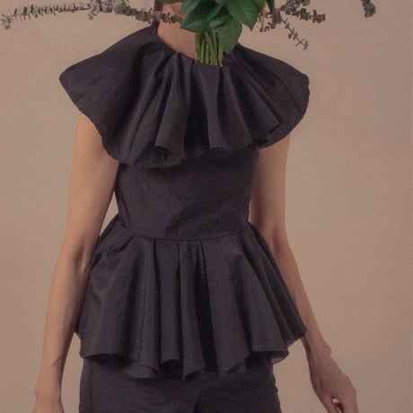 【 overlace 予約 】 organza flared cape blouse