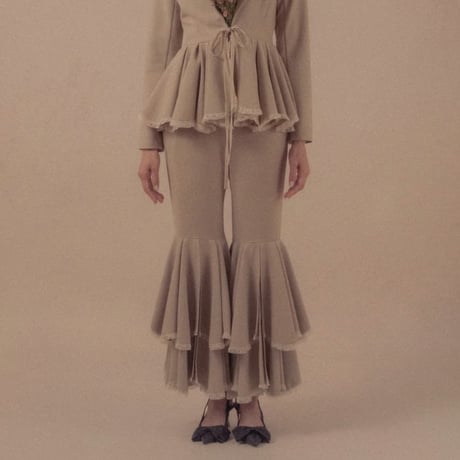 【 overlace 予約 】 double flared hem pants