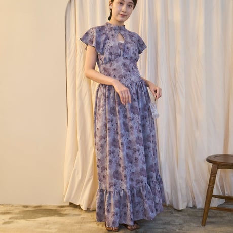 【 ritsu 予約 】 Floral Print High-Collar Dress -2027年3月～5月発送予定-