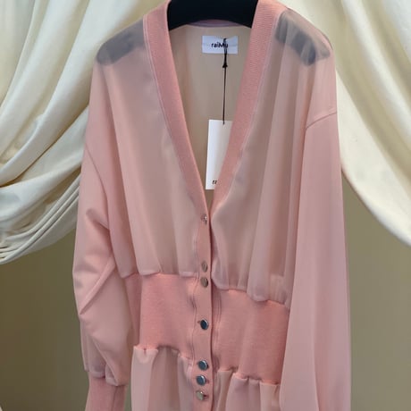 【 raiMu 】 Sheer Peplum Cardigan