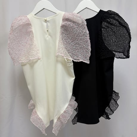 【 PoI 予約 】 mbroidered puff sleeve top -2027年3月発送予定-