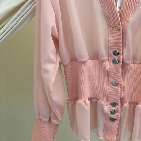 【 raiMu 】 Sheer Peplum Cardigan