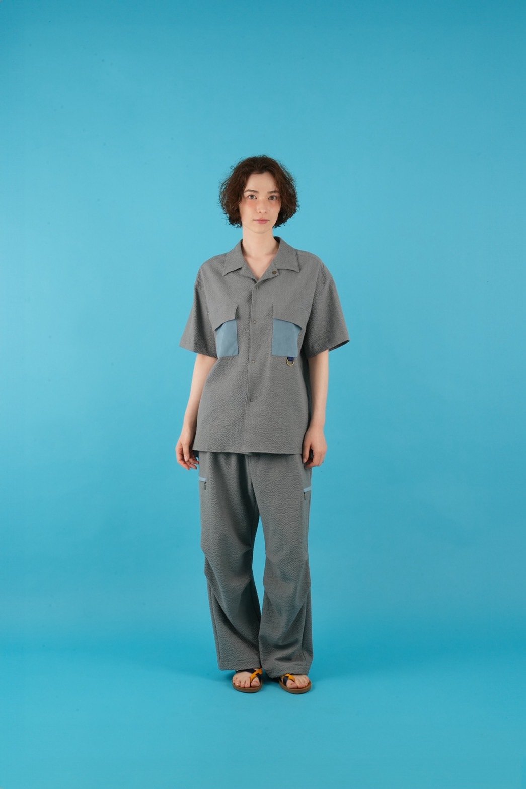 daichïogata 予約 】 SEERSUCKER OPEN COLLAR SS SH