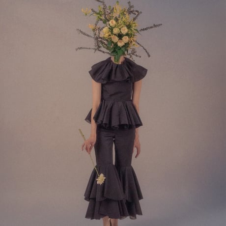 【 overlace 予約 】 organza flared cape blouse