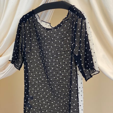 【 raiMu 】 2way Bicolor Short Sleeve Boat Neck Top