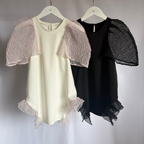 【 PoI 予約 】 mbroidered puff sleeve top -2027年3月発送予定-