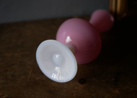 ピンク×ホワイト　オパリン　フラワーベース　花器　花瓶　フランスヴィンテージ　ブロカント