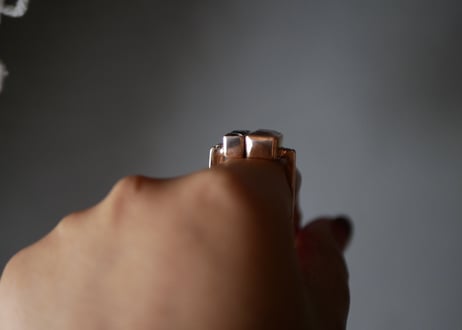 パリ展示会　Ia Jewels　ピンクトルマリン×アメジスト　ゴールドプレート　リング　指輪　ヨーロッパ