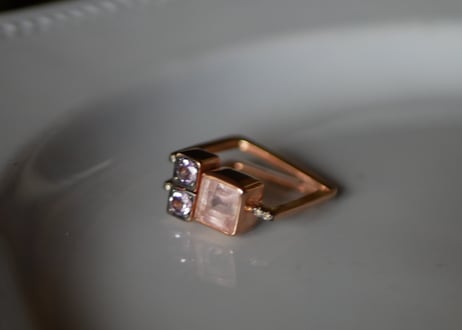 パリ展示会　Ia Jewels　ピンクトルマリン×アメジスト　ゴールドプレート　リング　指輪　ヨーロッパ
