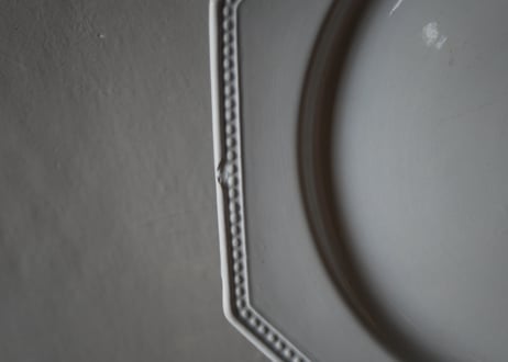 no.３ MONTEREAU オクトゴナル　アンティークプレート　ブルーグレー　フランスアンティーク