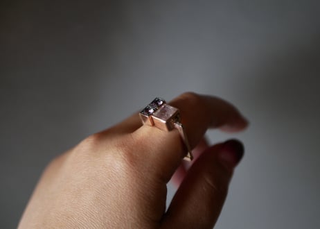 パリ展示会　Ia Jewels　ピンクトルマリン×アメジスト　ゴールドプレート　リング　指輪　ヨーロッパ
