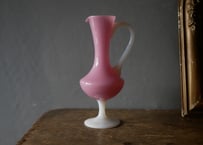 ピンク×ホワイト　オパリン　フラワーベース　花器　花瓶　フランスヴィンテージ　ブロカント