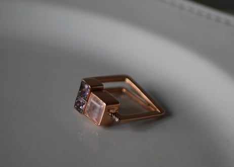 パリ展示会　Ia Jewels　ピンクトルマリン×アメジスト　ゴールドプレート　リング　指輪　ヨーロッパ