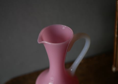 ピンク×ホワイト　オパリン　フラワーベース　花器　花瓶　フランスヴィンテージ　ブロカント