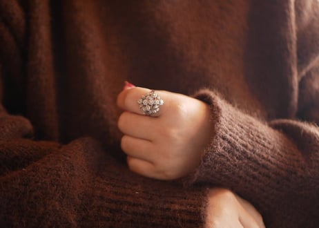 純銀　フラワーブーケ　ヴィンテージリング　フランスブロカント　パリ　スターリングシルバーアクセサリー