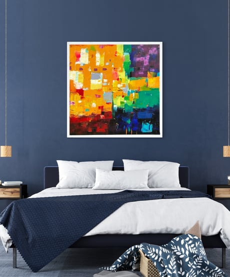 森田和昌　油絵イロアソビ抽象画　53センチ角