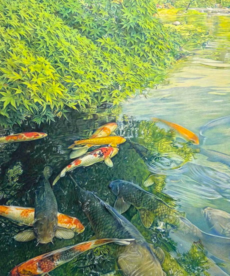 色鉛筆画　躍動の季節　田口千恵子