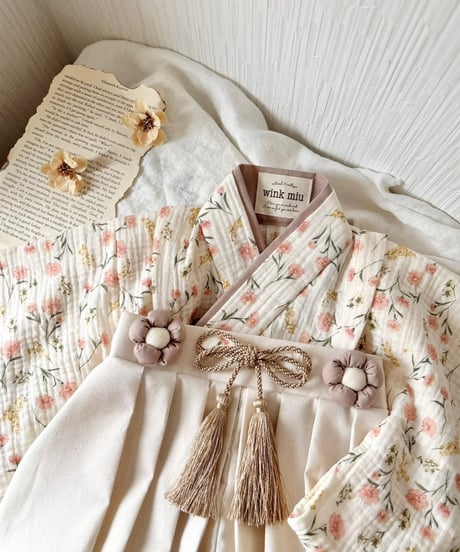retro baby hakama waist flower 《retro flower×natural white》