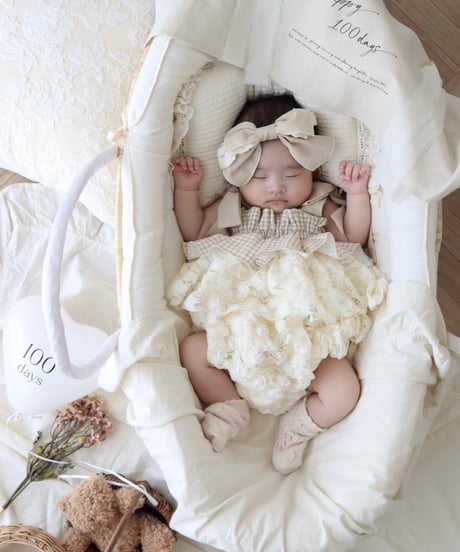 shirring plaid diamond rose tulle rompers dress《vanilla》