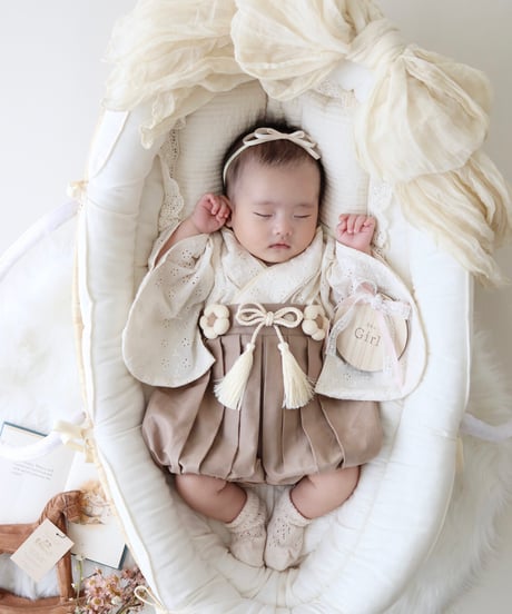 retro baby hakama waist flower《cotton flower×biscuit moca》