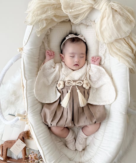 retro baby hakama waist flower《cotton flower×biscuit moca》