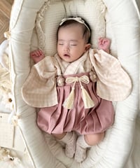 retro baby hakama waist flower 《blossom plaid×antique pinky》