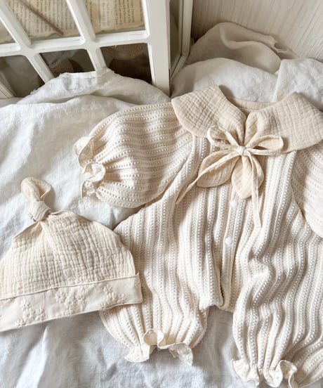 ceremony jacquard dot half rompers