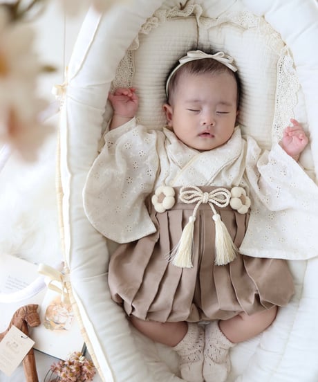 retro baby hakama waist flower《cotton flower×biscuit moca》