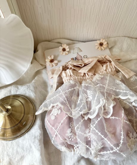 pinky diamond flower fairy rompers dress