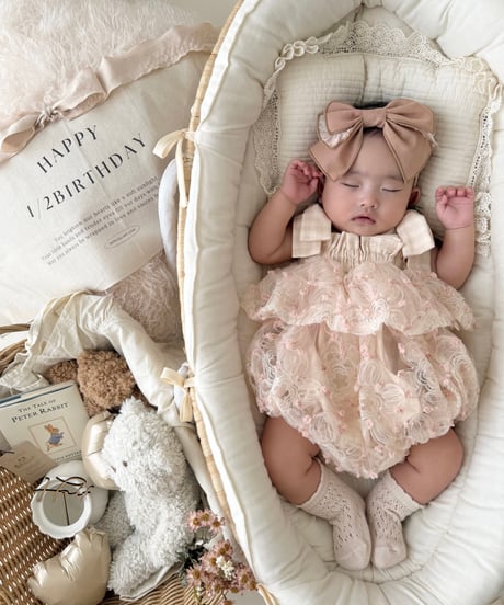 pinky flower tulle rompers dress
