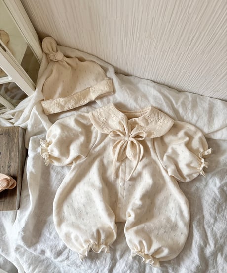ceremony  open work half rompers