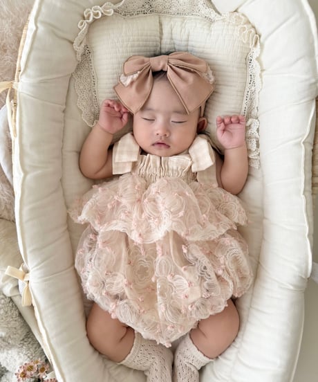pinky flower tulle rompers dress