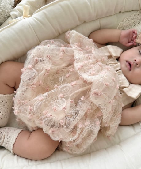 pinky flower tulle rompers dress